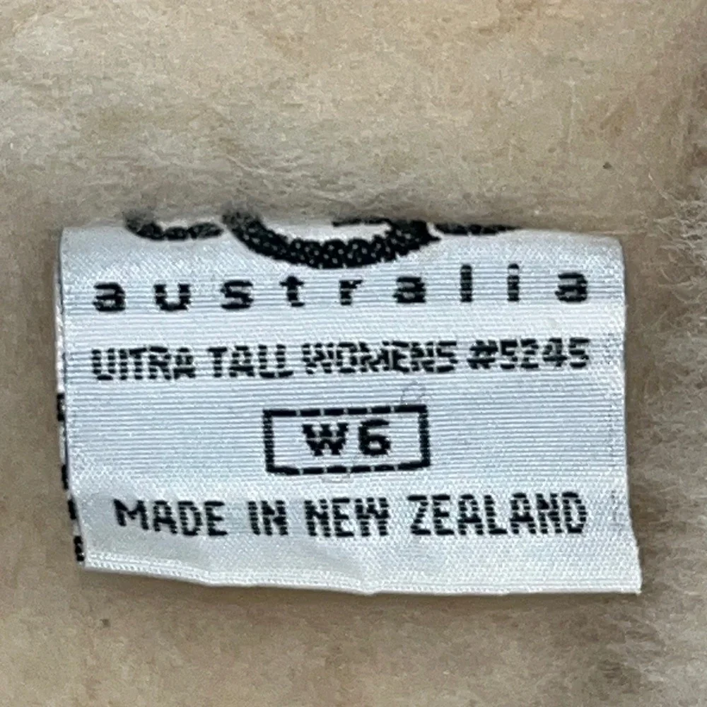 UGG Ultra Tall Boots Womens 6 Sand‎ Sheepskin Embroidered Braid 5245 Made in NZ